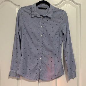 Zara blue and white stripped blouse